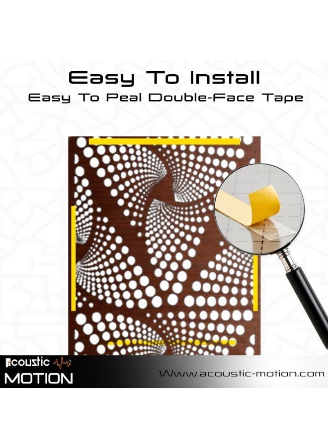 أكويستك موشان لوحات جدارية خشبية من خشب MDF من ACOUSTIC MOTION®، تصميم أنيق مع شريط لاصق مزدوج الوجه، لون بني عصري، مناسبة للمنزل، غرفة المعيشة، غرفة النوم، المكتب والفندق، 25×50×0.5 سم، طقم من 4 قطع - Image 4